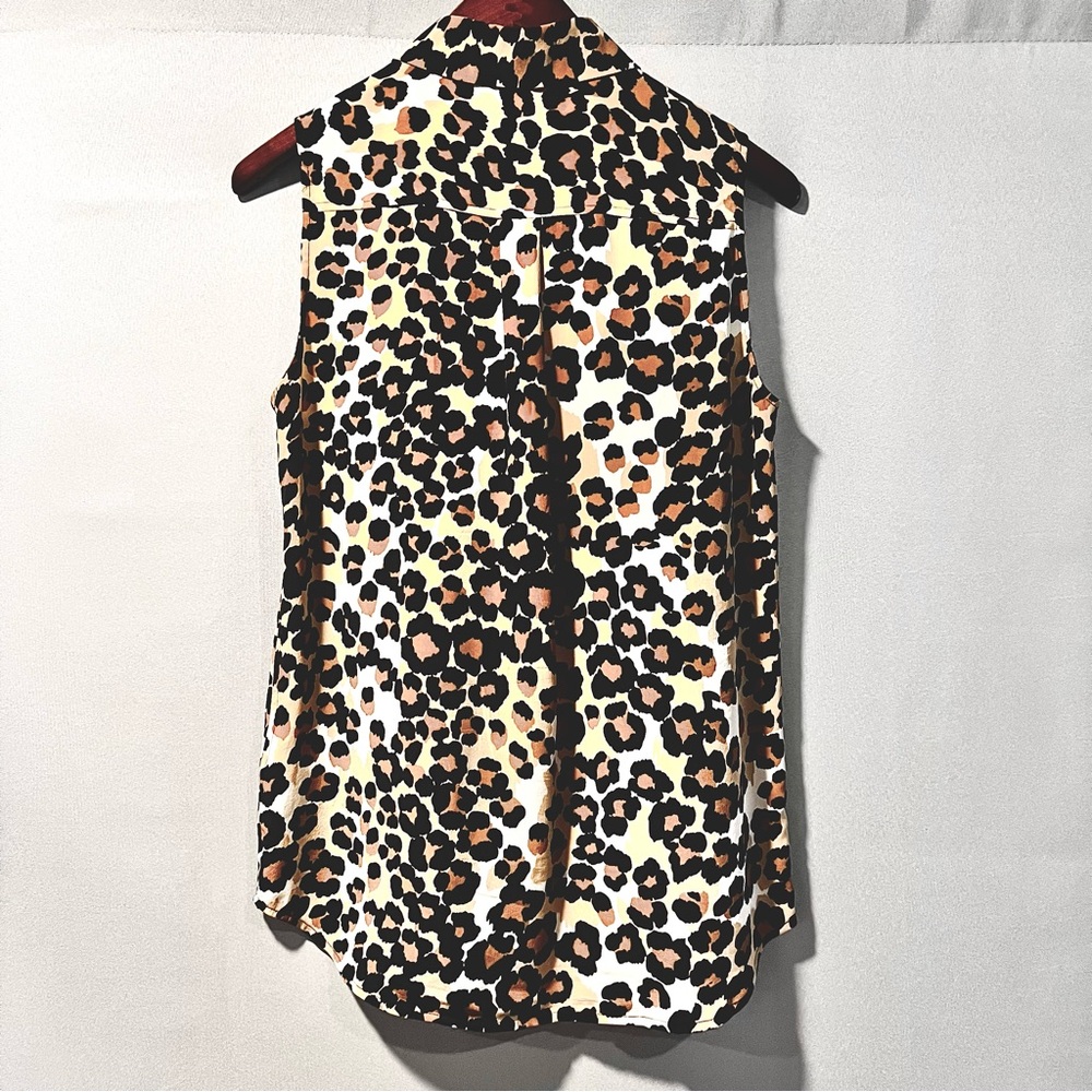 Equipment Leopard Print Button Down Sleeveless Sh… - image 2